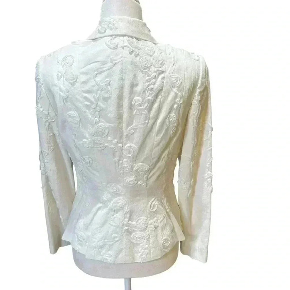Lena Gabrielle White floral abstract embellished dinner jacket size 6 - Picture 5 of 11